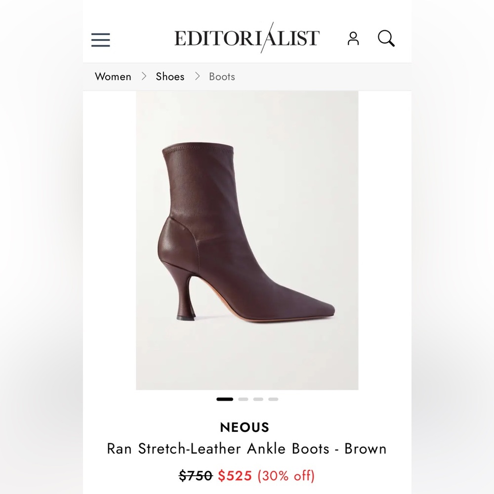 Neous brown leather stretch heeled booties 39.5